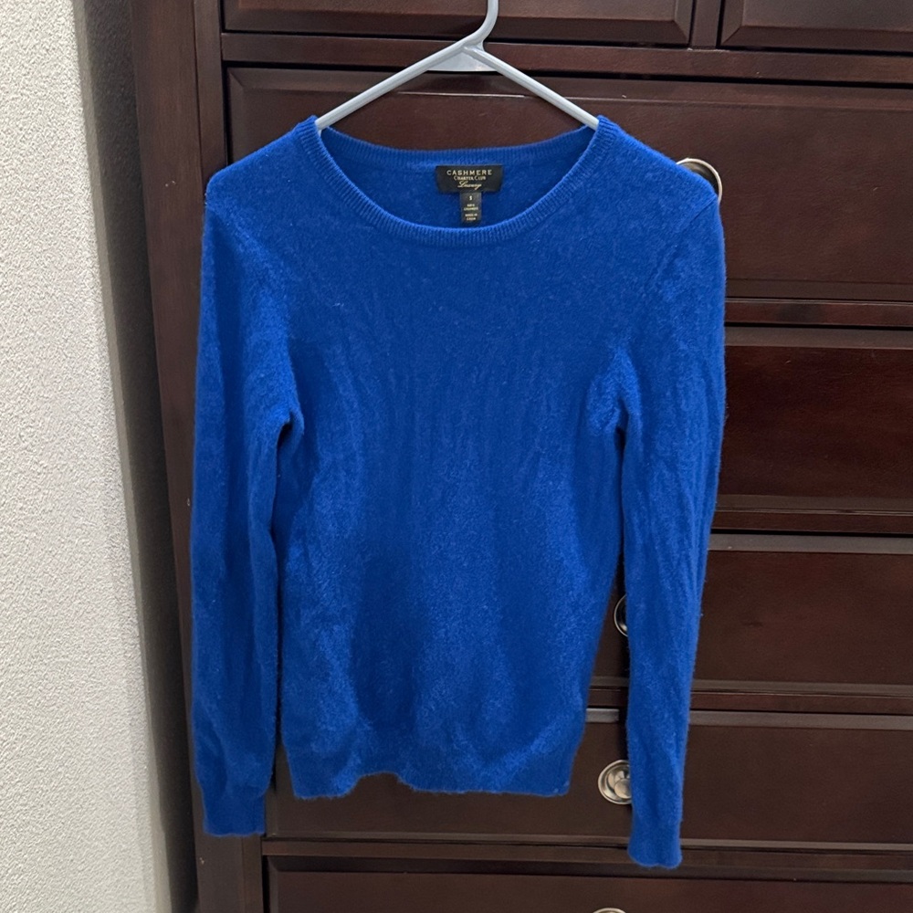 Charter Club Bright Royal Blue 100% Cashmere Crewneck Sweater